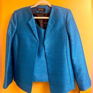 Turquoise Dressy Jacket & Shell with Raw Silk Look